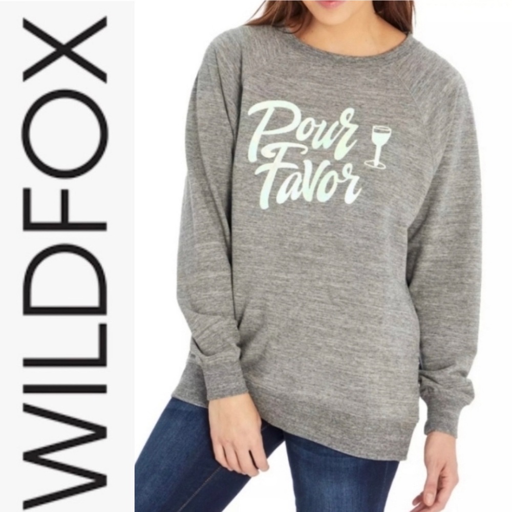 Wildfox Grey Pour Favor Metallic Sweatshirts